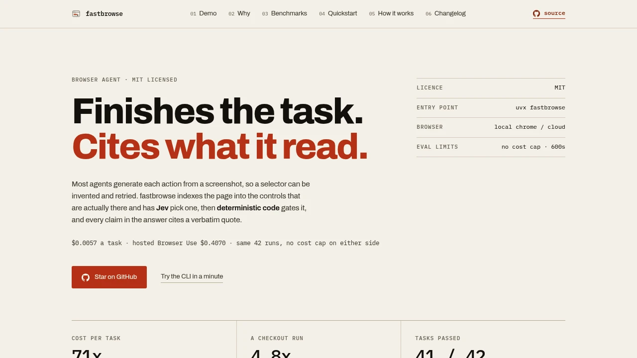 Screenshot of Fast Browser website