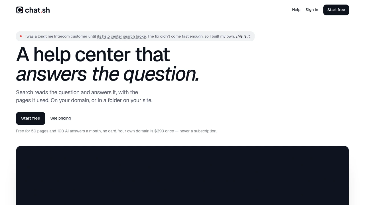 Screenshot of Chat Sh website