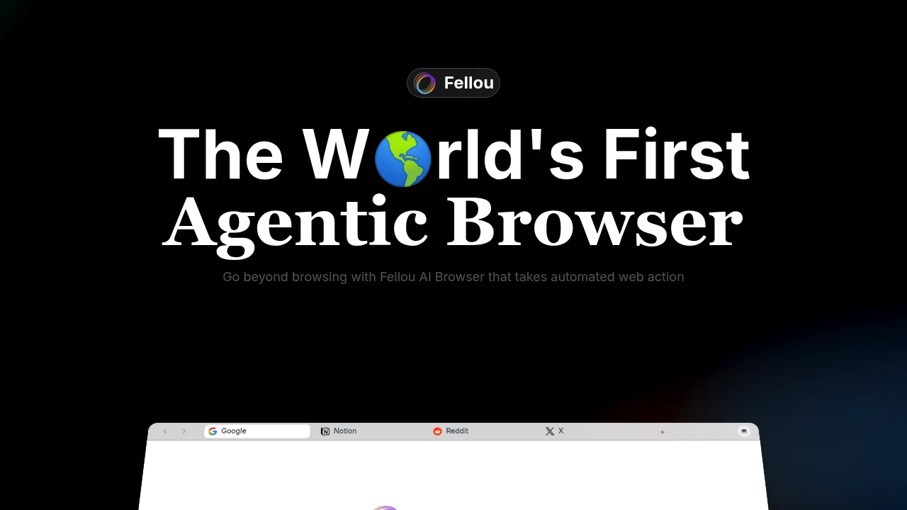Screenshot of Fellou AI website
