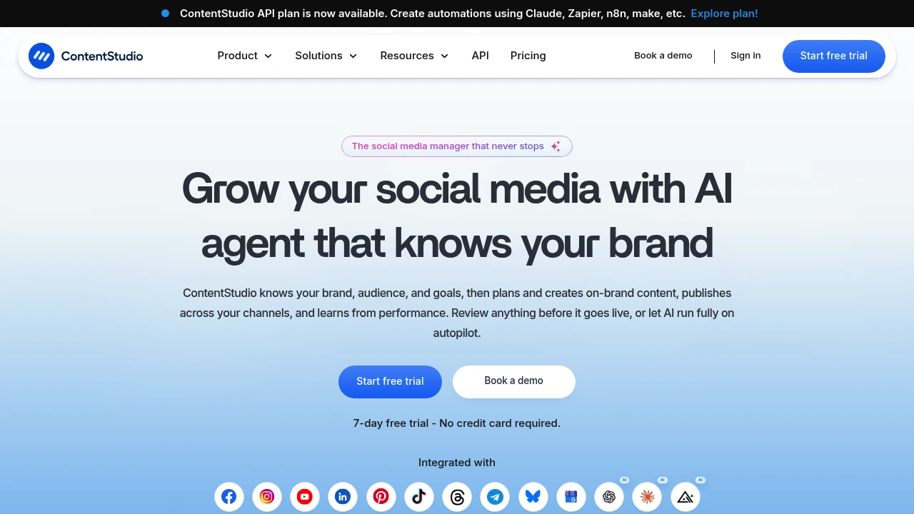 Screenshot of Content Studio website