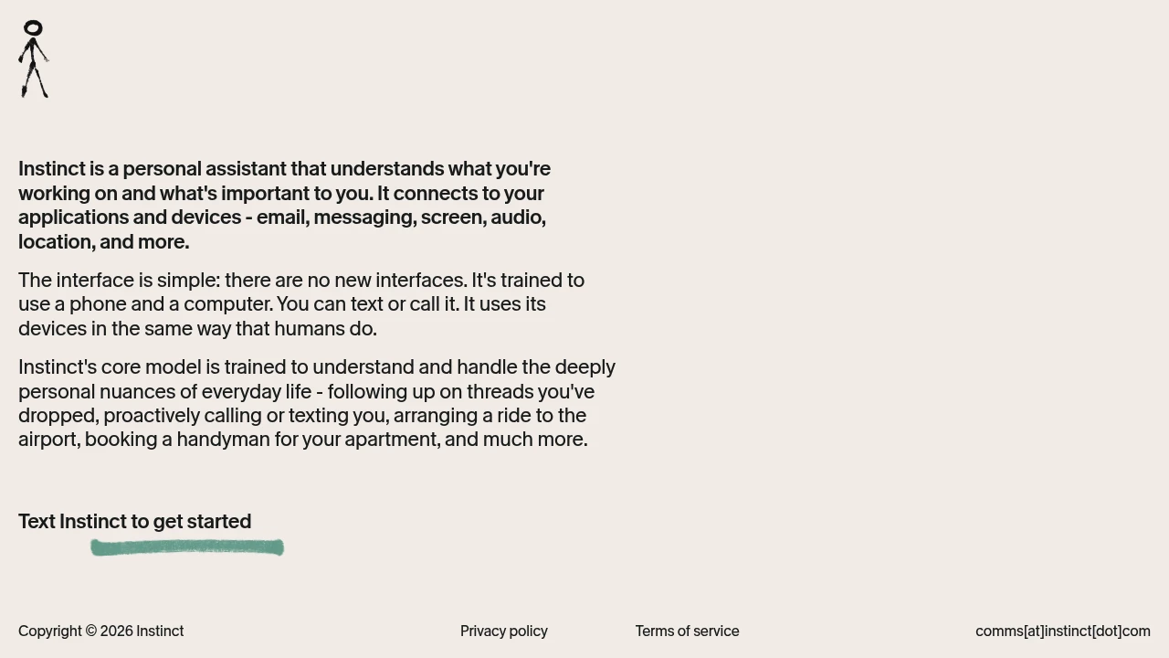 Screenshot of Instinct website