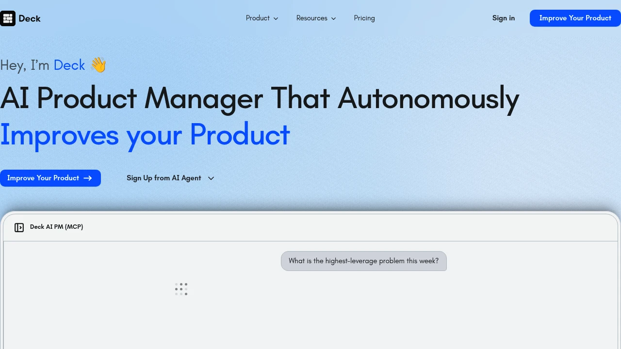 Screenshot of Deck website