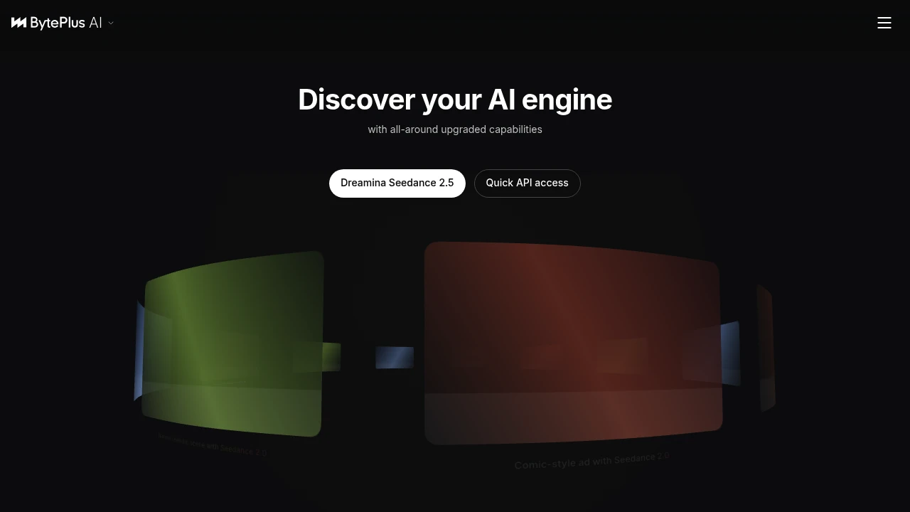 Screenshot of BytePlus website