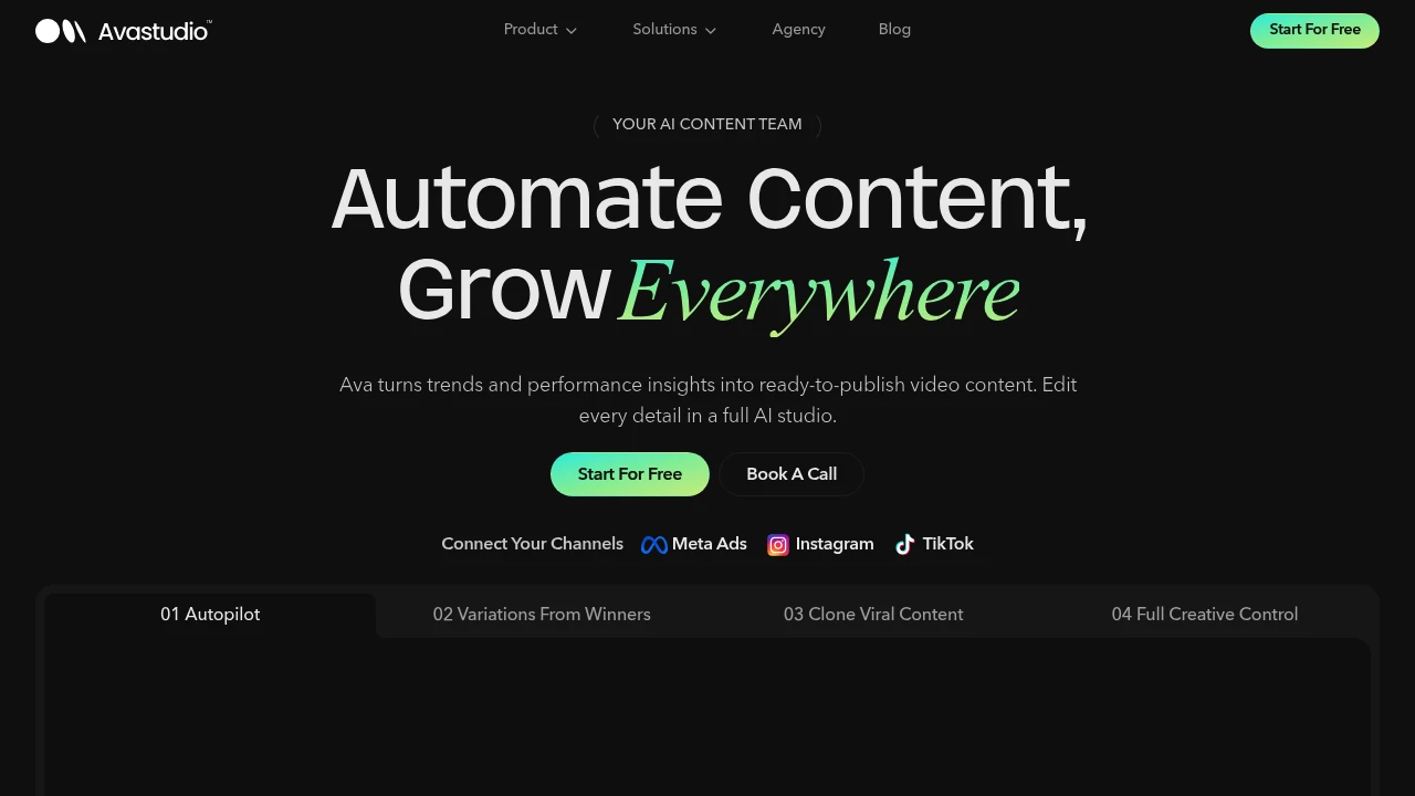 Screenshot of Ava Studio website