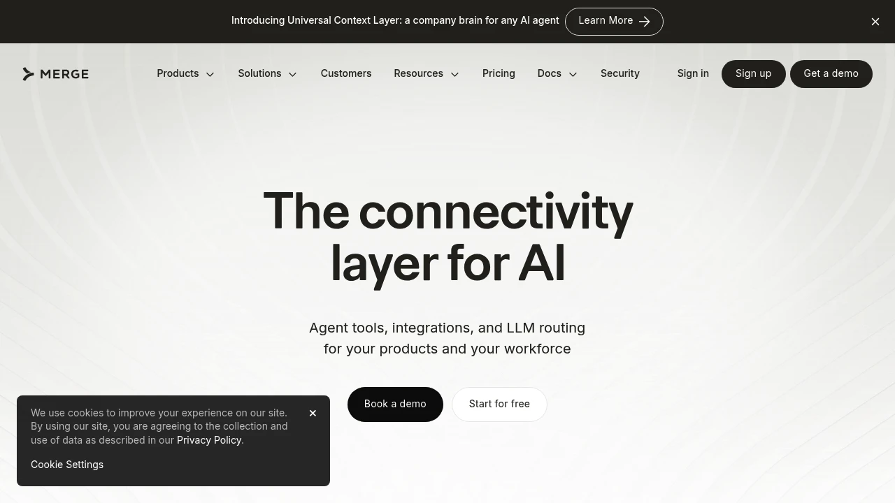Screenshot of Merge website