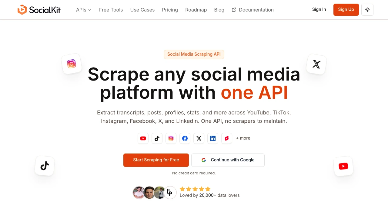 Screenshot of Social Kit website
