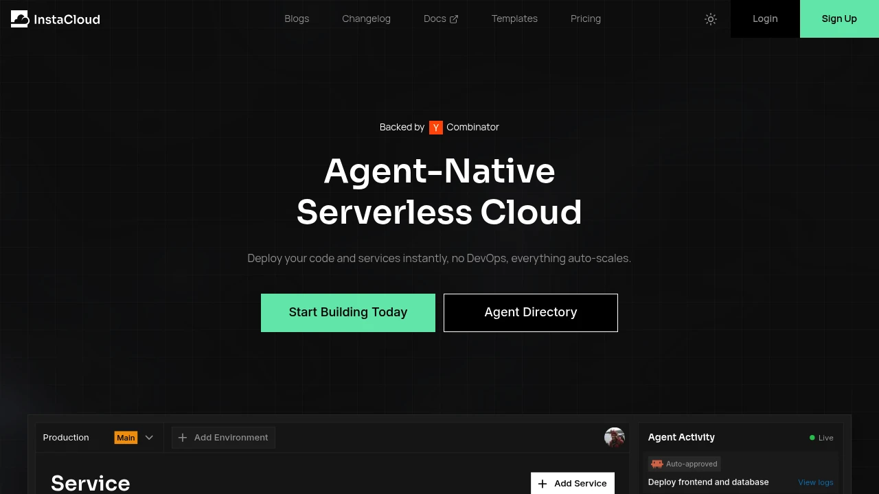 Screenshot of Insta Cloud website