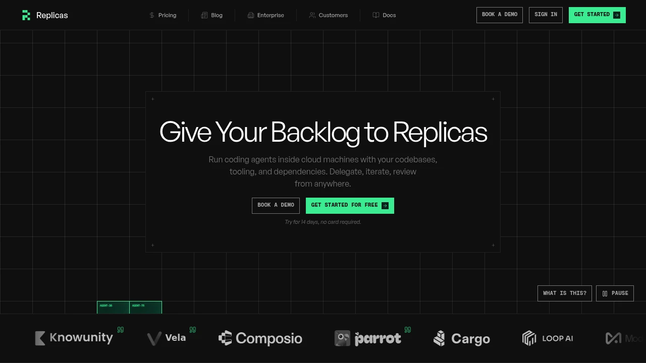 Screenshot of Replica.dev website