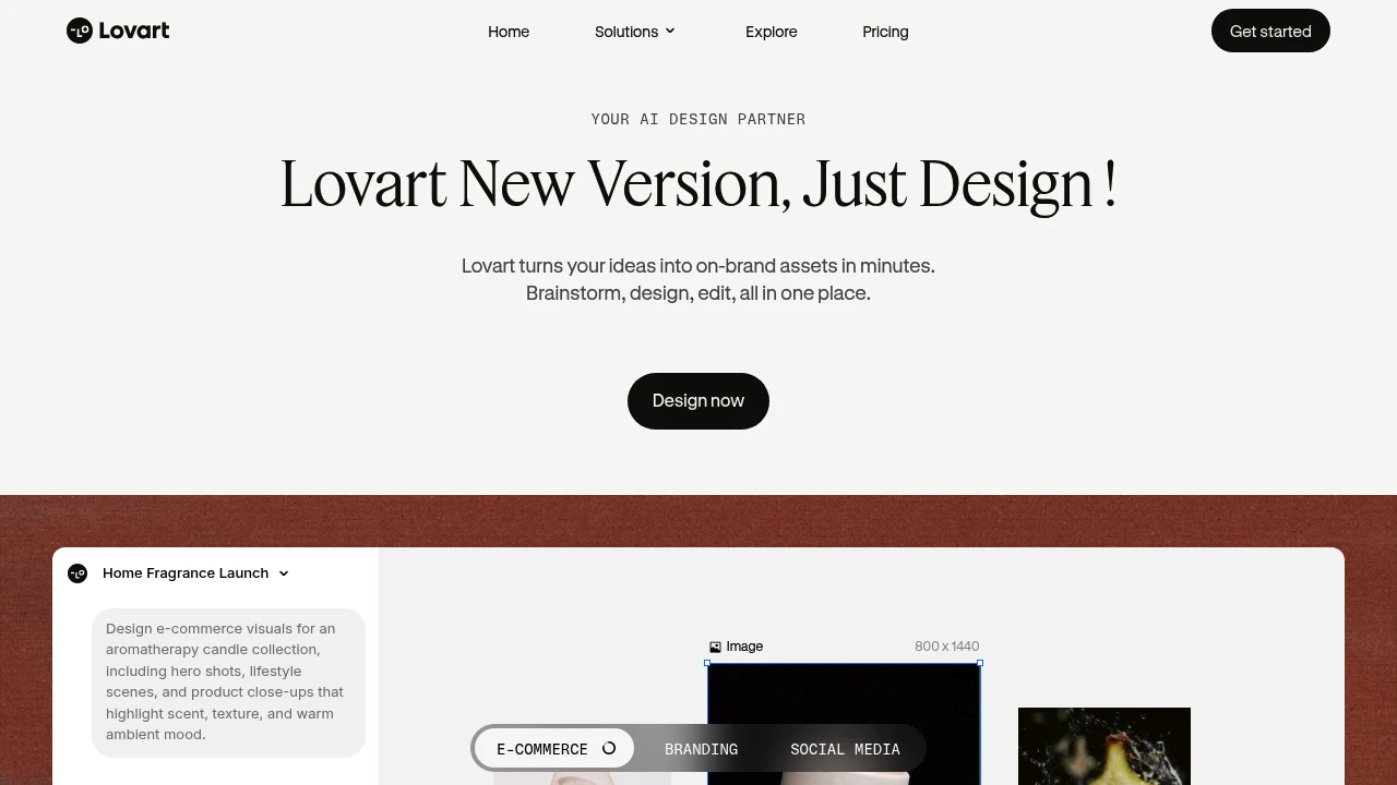 Screenshot of Lovart website