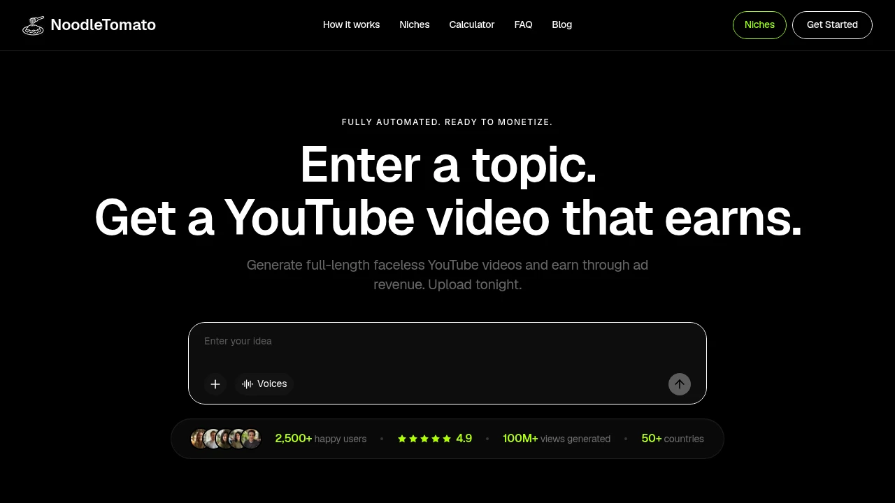 Screenshot of Noodle Tomato AI website