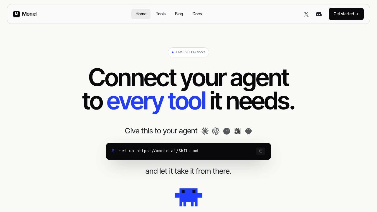 Screenshot of Monid website