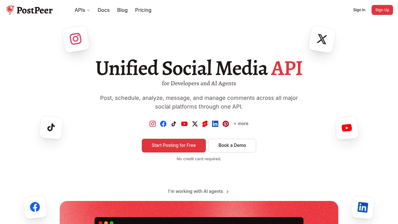 Screenshot of Post Peer website