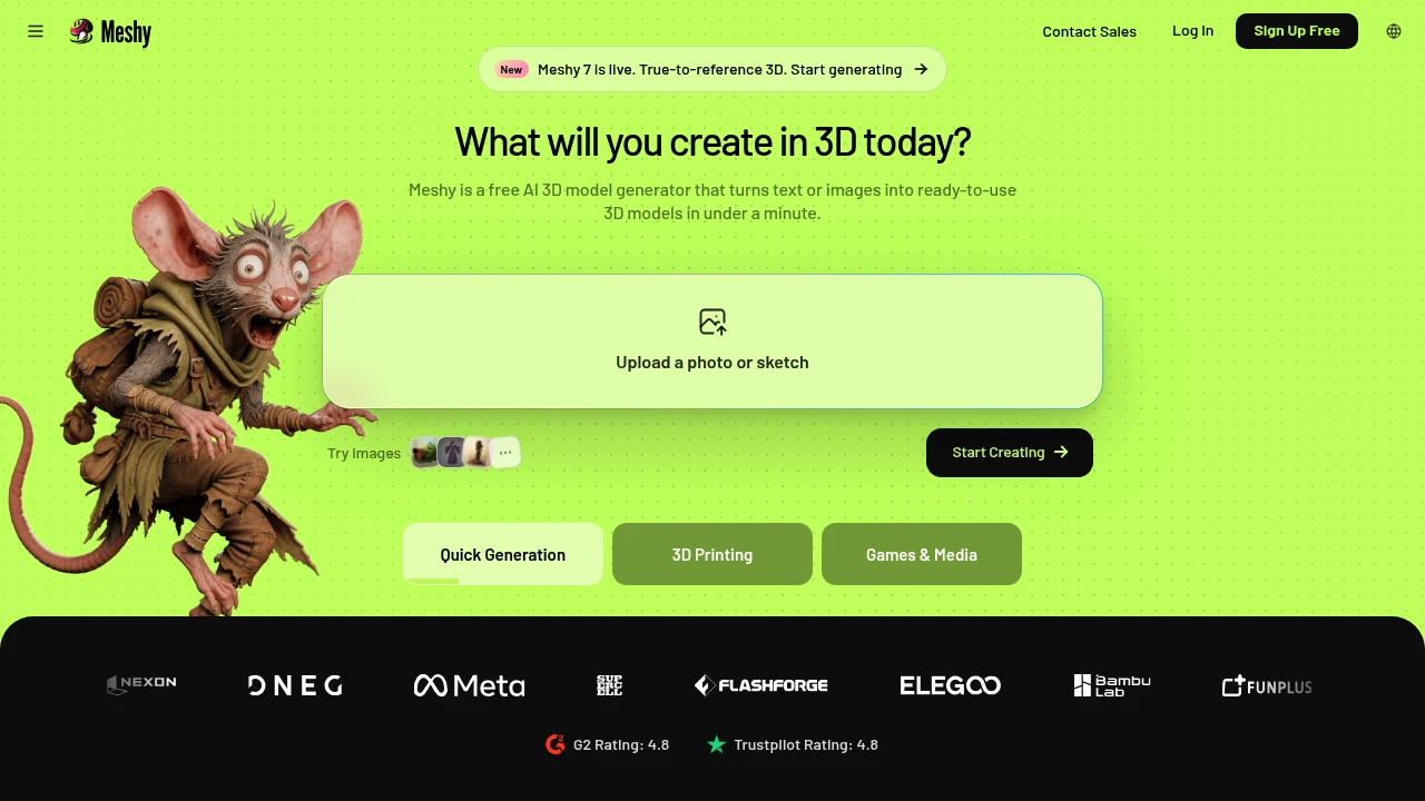 Screenshot of Messy AI website